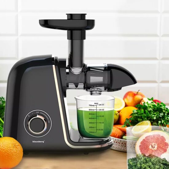 Storcător pentru fructe și legume, orizontal, negru cu linii aurii,  putere 150 W, Klausberg