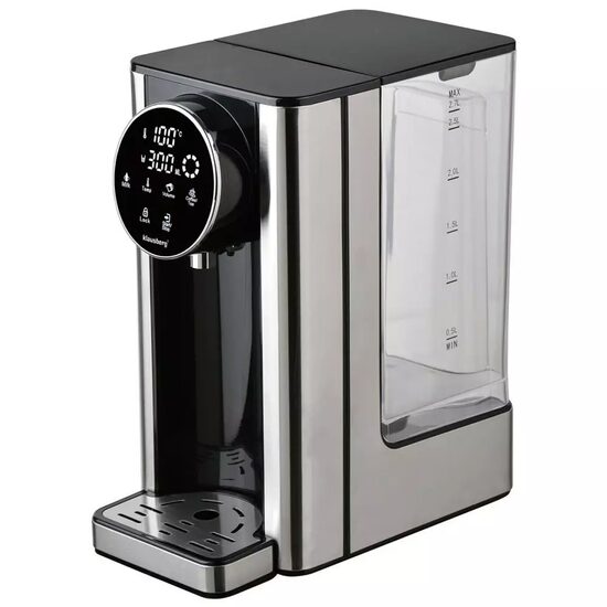 Dozator pentru apă calda, dozator cu fierbător, panou tactil LED, capacitate rezervor 2,7 litri, 2600 W, control al temperaturii 40-100°C, negru-argintiu, Klausberg