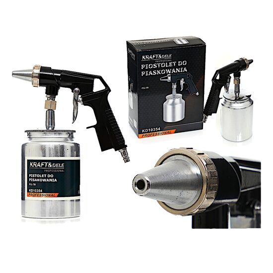 Pistol pneumatic pentru sablat, capacitate rezervor 1l, duza metalica 6mm, Kraft