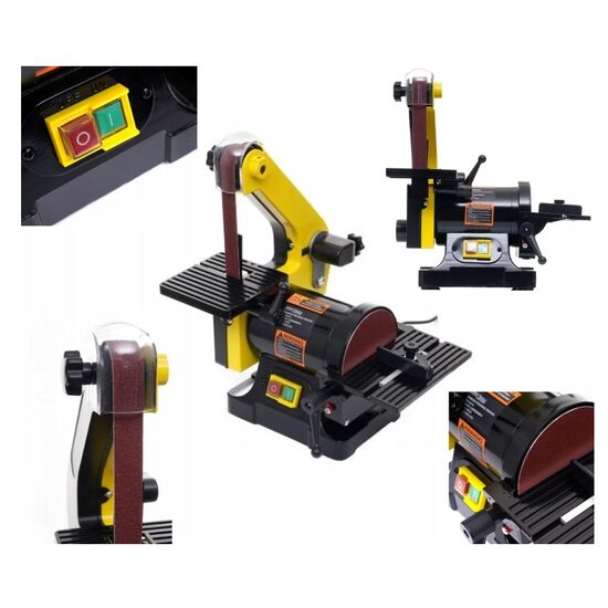 Polizor, slefuitor de banc, putere 600 W, cu banda si disc abraziv, Kraft