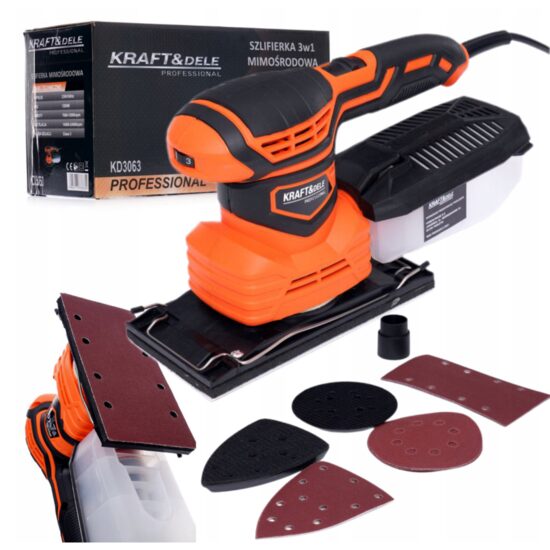 Slefuitor orbital excentric cu 3 capete si recipient pentru praf, 1200W, Kraft