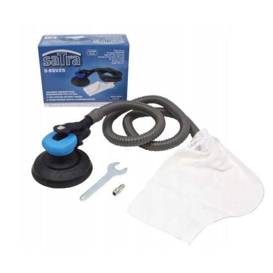 Slefuitor pneumatic excentric cu furtun si sac pentru aspirare, 150 mm, oscilatie 2.5 mm, consum aer 84 l/min, Satra