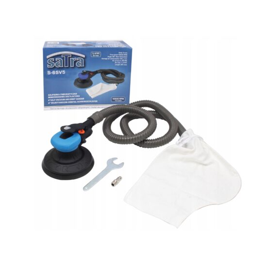 Slefuitor pneumatic excentric cu furtun si sac pentru aspirare, 150 mm, oscilatie 5 mm, consum aer 84 l/min, Satra