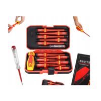 Trusa surubelnite izolate, 14 bucati, tensiune de funcționare 1000 V, pentru electricieni, Kraft