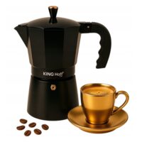 Aparat pentru cafea, espressor, aluminiu, 6 cesti 300 ml, negru/auriu, Kinghoff