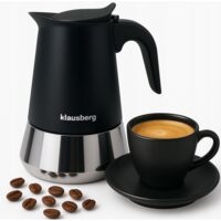 Aparat pentru cagea, espressor, fabricat din otel inoxidabil, 4 cani, negru/argintiu, Klausberg