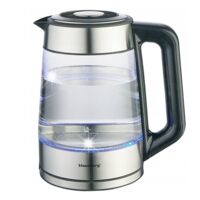 Fierbator electric, fabricat din  sticla borosilicata, otel inoxidabil, iluminare din spate cu LED, capacitate 1,7 litri, 1850-2200 W, Klausberg