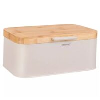 Cutie pentru paine, bej, cu capac din bambus, 30 × 20 × 14 cm, Kinghoff