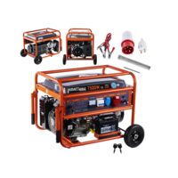 Generator curent electric 7500 W, 7,5 KW, 230V, 380V, motor in 4 timpi, pornire la cheie, automata, roti si manere, stabilizator de tensiune (AVR), trifazic, protectie suprasarcina, Kraft
