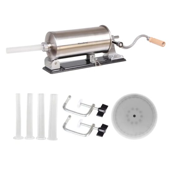 Masina manuala pentru umplut carnati, otel inoxidabil, capacitate 3 kg, orizontala, Klausberg
