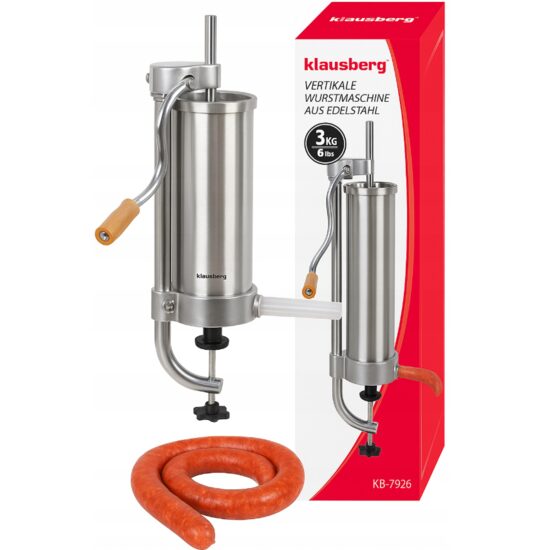 Masina manuala pentru umplut carnati, otel inoxidabil, capacitate 3 kg, verticala, Klausberg