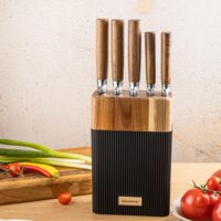 Set de cutite 6 piese, cu bloc de salcam, otel inoxidabil, Klausberg