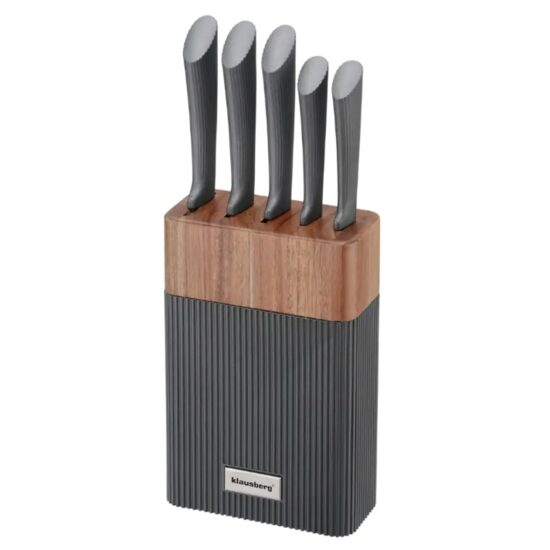  Set de cutite 6 piese cu bloc de salcam, otel inoxidabil, Klausberg