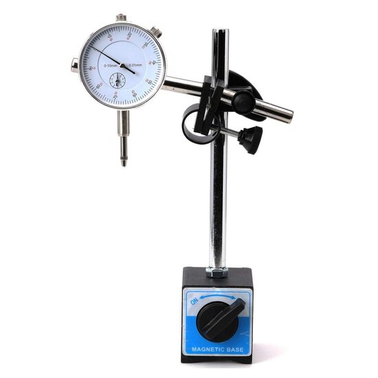 Ceas comparator cu suport magnetic si 22 varfuri masurare, 0.01-10 mm, Kraft