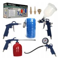 Kit accesorii compresor 8 piese, pistol pneumatic vopsit, suflat, umflat, furtun, Kraft