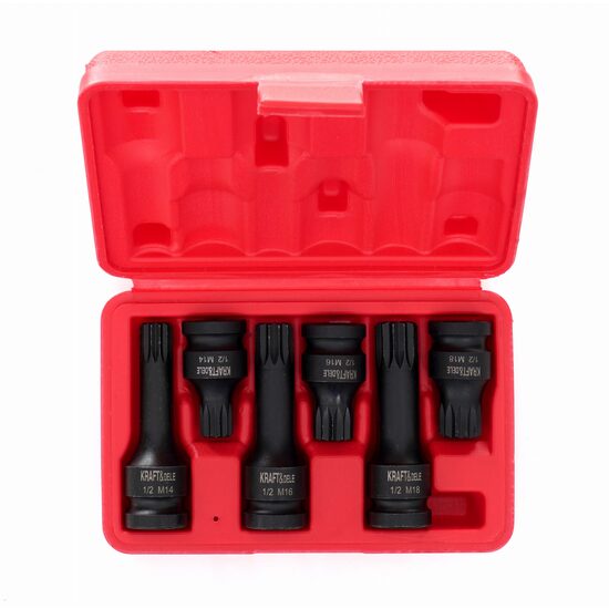 Trusa tubulare de impact, dimensiuni M14, M16, M18, 1/2", 6 bucati, Kraft