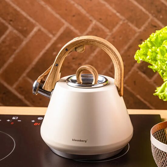 Fierbator bej, ceainic din otel cu fluier, 2.5 L, Klausberg