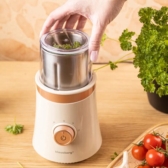 Râșniță electrica bej pentru cafea și condimente, umed, uscat, Klausberg