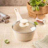 Cratita marmorata bej cu capac, 16 cm, 1.2L, Klausberg