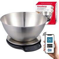 Cantar de bucatarie cu bol, capacitate 1,8 litri, bluetooth, argintiu, Klausberg