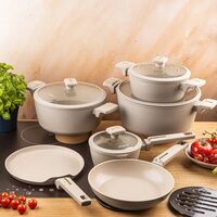 Set oale din aluminiu turnat cu strat antiaderent, bej, 12 piese, Klausberg