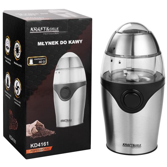 Rasnita electrica pentru cafea, condimente, 60 g, 300 W, argintiu, Kraft