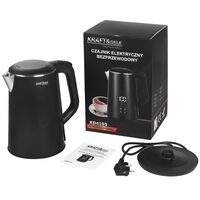Fierbator electric cu control al temperaturii, afișaj LED, capacitate 1.6 litri,1500W, carcasa satinata, negru, Kraft