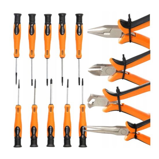 Set surubelnite si clesti pentru atelier, diferite modele, 14 piese, Kraft