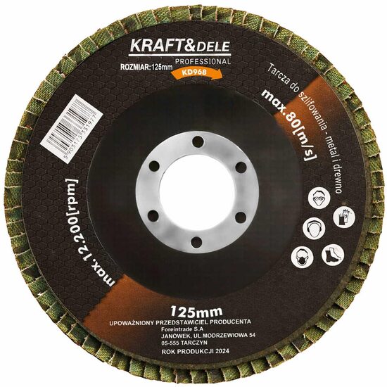 Disc abraziv pentru slefuirea si curatarea suprafetelor, indepartarea ruginii , granulatie P100, 125 mm, Kraft