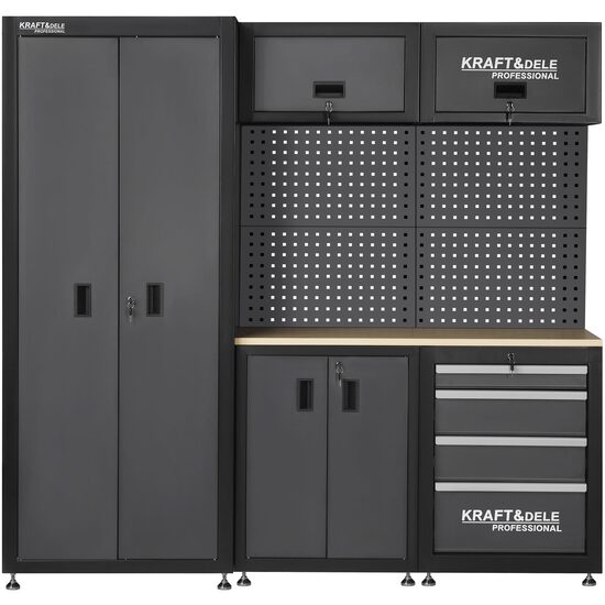 Mobilier pentru atelier, banc de lucru, set complet, antracit, Kraft