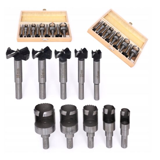 Setul profesional de perforatoare si burghie pentru noduri și filete, 15 - 35 mm, 10 piese, Kraft