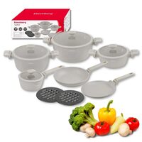 Set de oale din aluminiu turnat cu strat antiaderent, 12 piese, bej, Klausberg