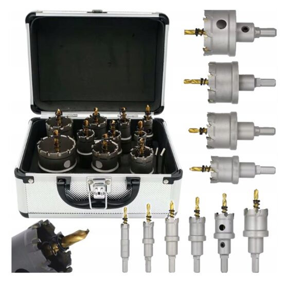 Set carote cu burghiu pentru lemn si materiale plastice, 16-53 mm, 10 piese, Kraft