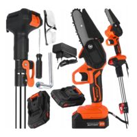 Fierastrau cu acumulator reglabil, tip drujba, conceput pentru tăierea crengilor, ingrijirea copacilor, 2 acumulatori 2,0 Ah, Kraft