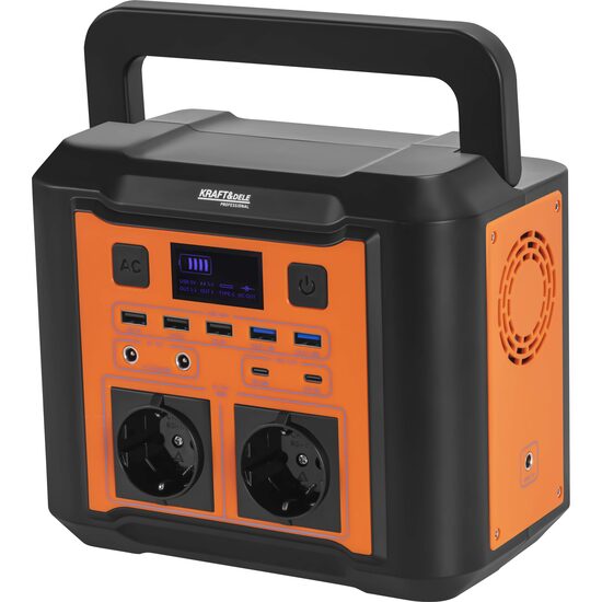 Statie de alimentare portabila, lanterna incorporata, adaptor bricheta auto, 230V, 296Wh / 14.8V, 500 W, Kraft