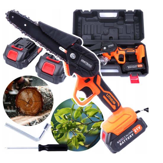 Fierastrau cu acumulator, tip drujba pentru taierea ramurilor, crengilor, 2 acumulatori 1500 mAh, Kraft