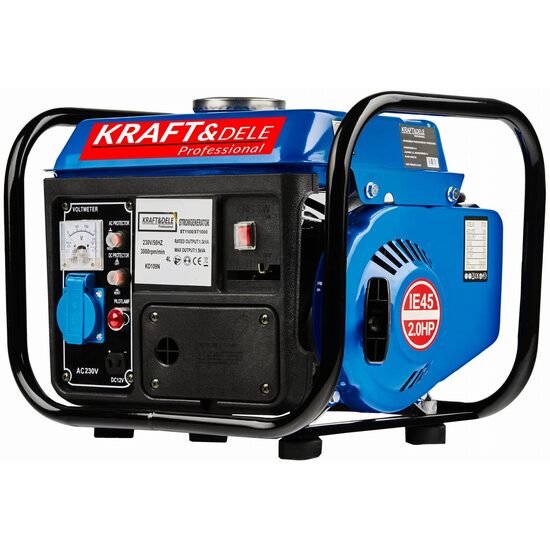 Generator pentru curent electric monofazic, 1200W, 2 CP, pornire manuala, motor in 2 timpi racit cu aer, albastru, Kraft