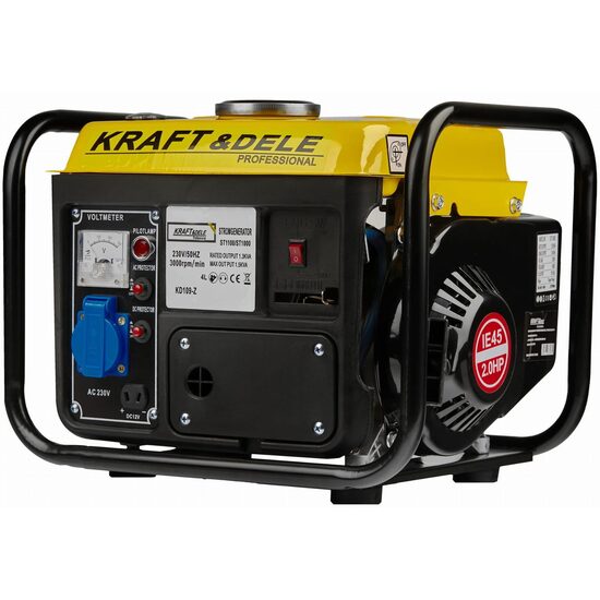 Generator pentru curent electric monofazic, 1200W, 2 CP, pornire manuala, motor in 2 timpi racit cu aer, galben, Kraft