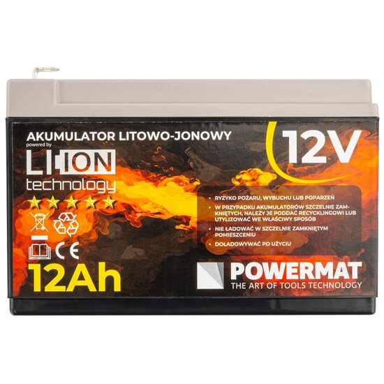 Baterie, acumulator universal Litiu-Ion pentru vermorel, pompa stropit, 12V 12 amperi, Powermat 
