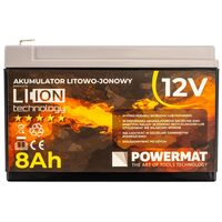 Baterie, acumulator universal Litiu-Ion pentru vermorel, pompa stropit, 12V 8 amperi, Powermat 