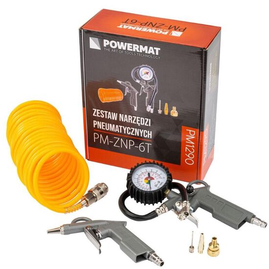 Kit pentru compresor, pistol suflat, umflat, 6 piese, accesorii, Powermat