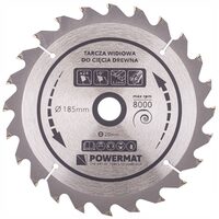 Disc, lama circular pentru lemn, 185 x 20, 24 dinti, Powermat