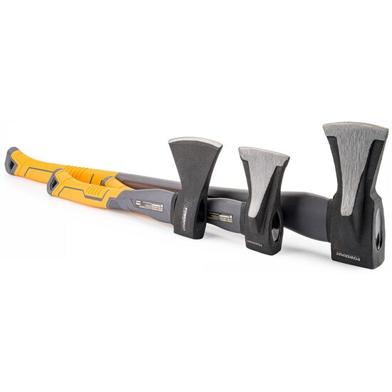Set 3 topoare pentru tamplarie si despicat lemne cu coada din fibra, 400 – 2000 g, Powermat