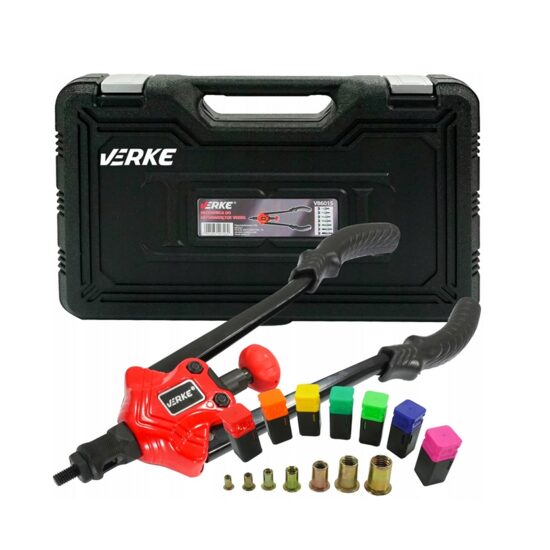 Pistol manual pentru nituit piulițe M3–M12 cu accesorii și valiză, Verke