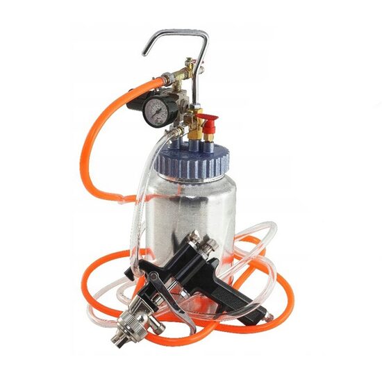 Pistol pneumatic pentru vopsit cu vas sub presiune, duza 2 mm, capacitate rezervor 2 litri, Verke