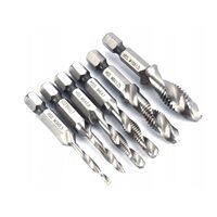 Set 6 burghie combinate pentru gaurire si filetare in metal, M3-M10, prindere hexagonală 1/4", prelungitor inclus, Verke