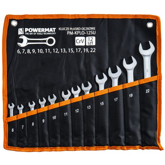 Set chei combinate 6 - 22, 12 piese, cu husa textila, Powermat