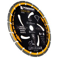 Disc diamantat segmentat pentru taiat in beton, caramida, gresie, 230x 22.2 x 2.8 mm, Powermat