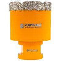 Carota diamantata pentru gresia porțelanată, plăcile ceramice, granitul, marmura și piatra naturală, 45 mm, Powermat