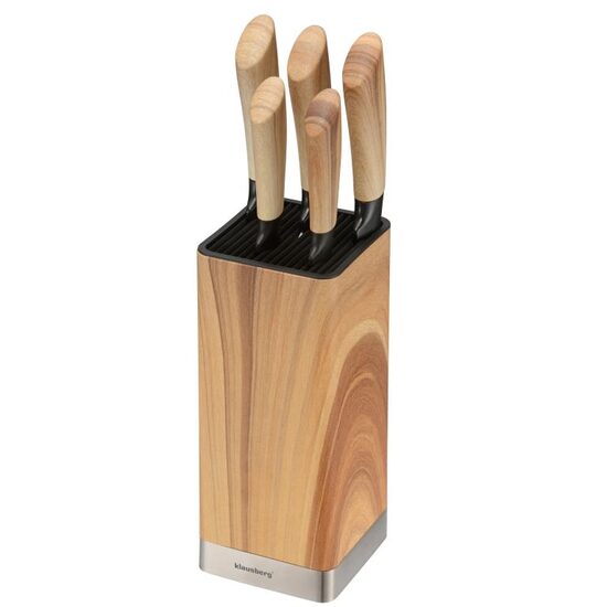 Set 5 cutite de bucatarie din otel inoxidabil cu suport, manere ergonomice, Klausberg